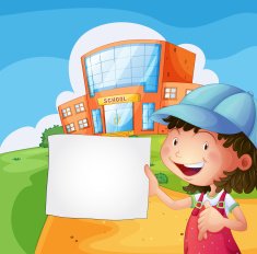 girl holding a blank paper