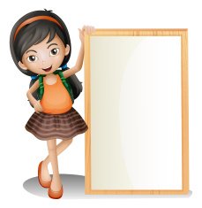 young lady beside an empty signboard