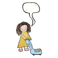 child's drawing of a woman with vacuum cleaner N3