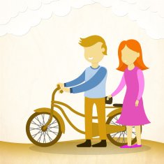 Man and lady with bike