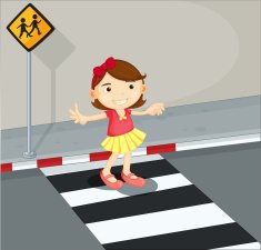 Girl in the pedestrian lane