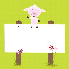 Little sheep with signboard N2