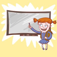 Girl And Interactive Whiteboard