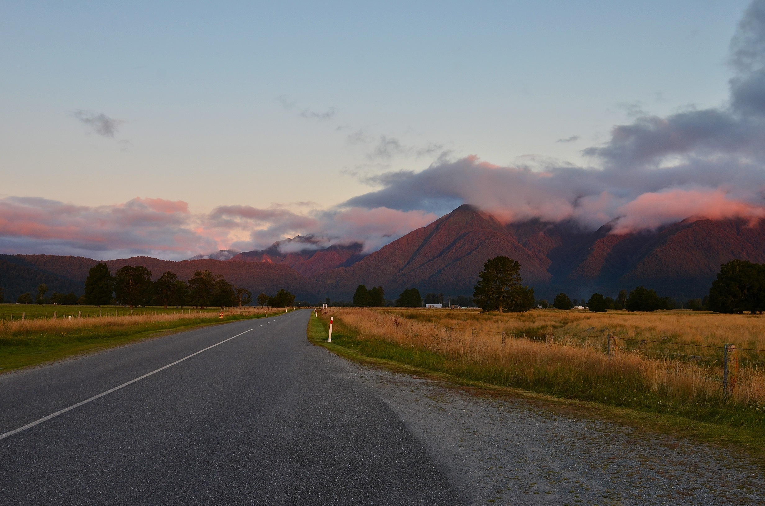 Free Road To Mountains Scenery Sunset New Zealand Free Image Download