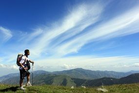 hiking on top of a mountain on a sunny day