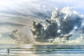 clearwater beach florida gulf coast clouds in sky panorama