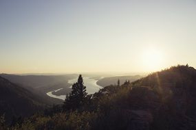 Landscape with the sunset on the forest in Canada