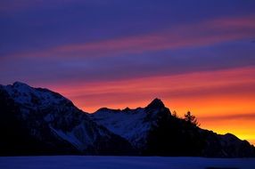 mountain peaks in sunrise