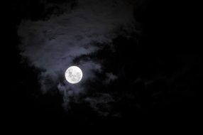 full moon near the clouds in the night sky