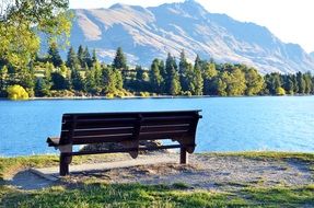 empty bench on the lakeside