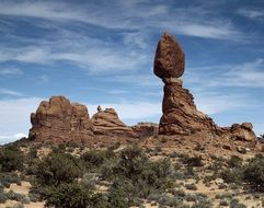 balanced rock in desert in utes