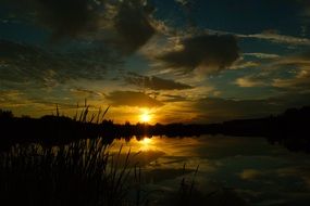 landscape of idyllic sunset over the water