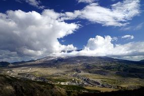 volcano mountain clouds sky panorama