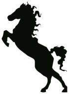 Silhouette of a jumping horse on a white background