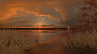 wondrous lake sunset