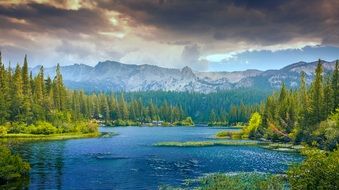 delightful mountains lake landscape