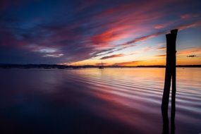 colorful summer sunset over the lake