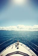 part of the white yacht on the background of the sea