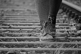 old shoes on the railway