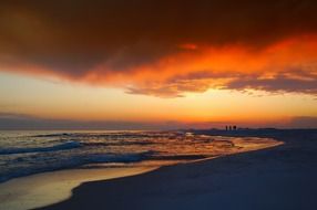 bright orange sunset over a beach in Florida