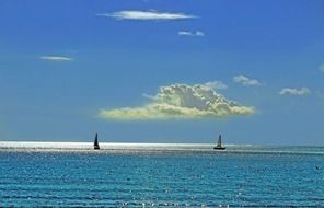 Beautiful blue seascape in Scarborough, England