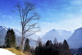 scenic landscape, mountains at winter, austria, vorarlberg