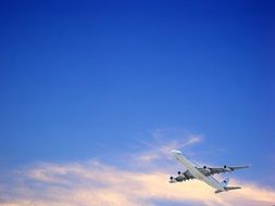 plane taking off into clearly blue sky