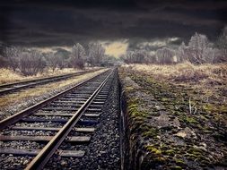 railroad tracks at dusk