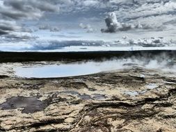 Landscape with the geyser in Iceland