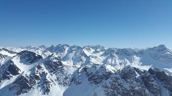 alpine mountains in the snow in winter