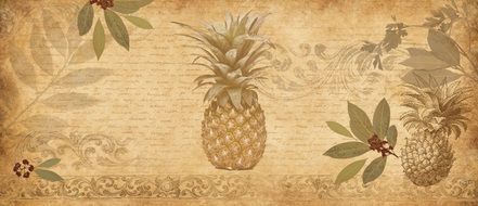 painted pineapples on the wallpaper