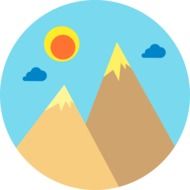 Landscape with the mountains and sun clipart