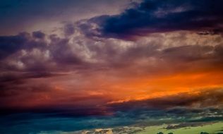 Landscape of the cloudy sunset sky