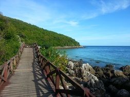 wooden bridge near the sea