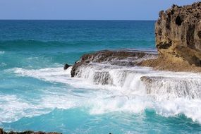 blue waves of the sea on the rocks