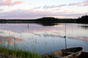 alaska lake in the pink twilight