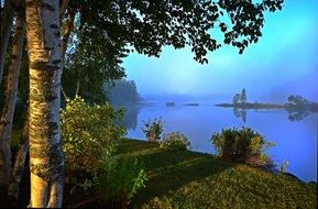 lake at dusk in summer