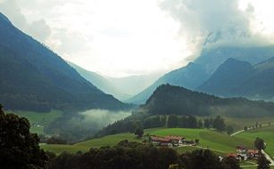 Panorama view of mountains and valleys in upper Bavaria