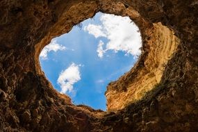 Blue Cloud sky in cave hole landscape