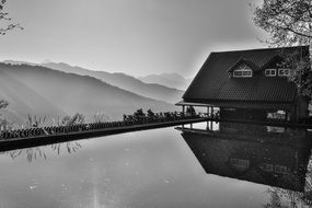 reflection in the water on the background of the mountains