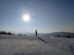 Person on the mountain with the snow