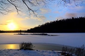 Winter sunset landscape sky sun twilight
