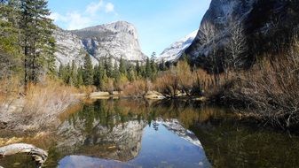 reflection of mountains in california in a lake