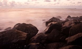 Seascape of rocky ocean