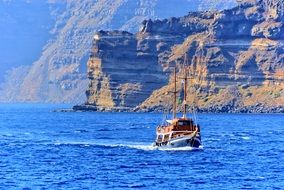 tourist ship in santorini