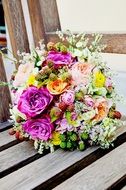 wedding bouquet with pink roses