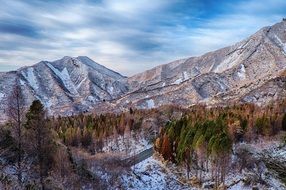 scenic nakadake, Mount Aso Volcano, at winter, japan, kumamoto