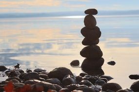 Stones on the shore of beautiful Ammersee lake in Bavaria, Germany