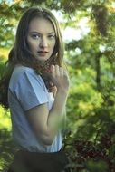 girl posing in the forest