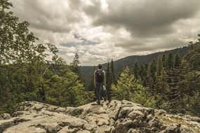 Hiker is on a mountain in montenegro